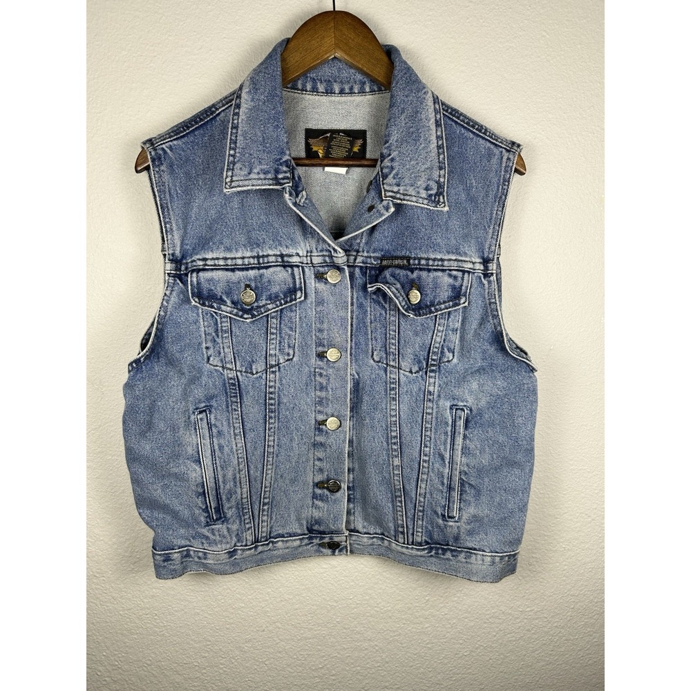 Harley Davidson Vest Women's XL Biker Girl 80's 90's Vtg Fall Rock & Roll Y2K